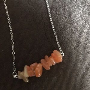 Peach aventurine Crystal bar necklace